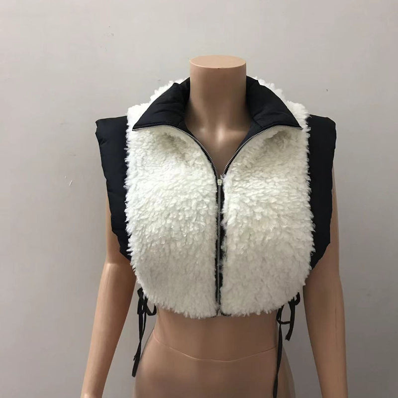 Plus Size Solid Color Cashmere Reversible Wear Cotton Vest BN 9440