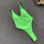 Solid Sexy Backless Thong Bikini One Piece Swimsuit CASF 8942