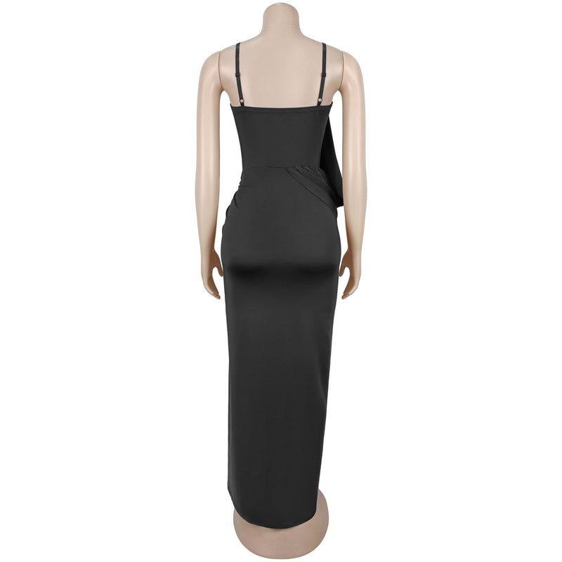 Solid Color High Split Spaghetti Strap Maxi Dress BY 7808