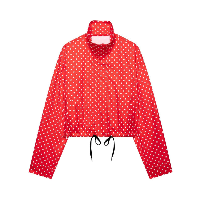 Polka Dot Print Long Sleeve Zipper Coats GYZS BB058