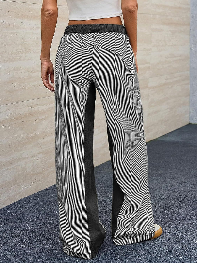 Loose Color Block Wide Leg Jeans GYAN 059
