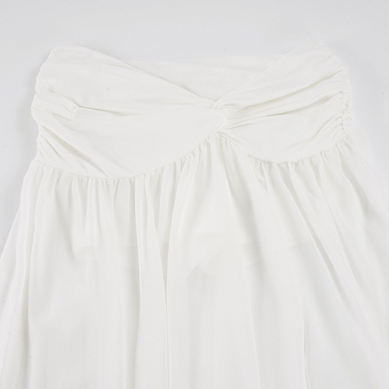 Chiffon Split Solid Color Long Skirt GPKJ MR49148