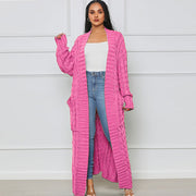 Solid Color Long Twist Sweater Cardigan Coat FSXF F380