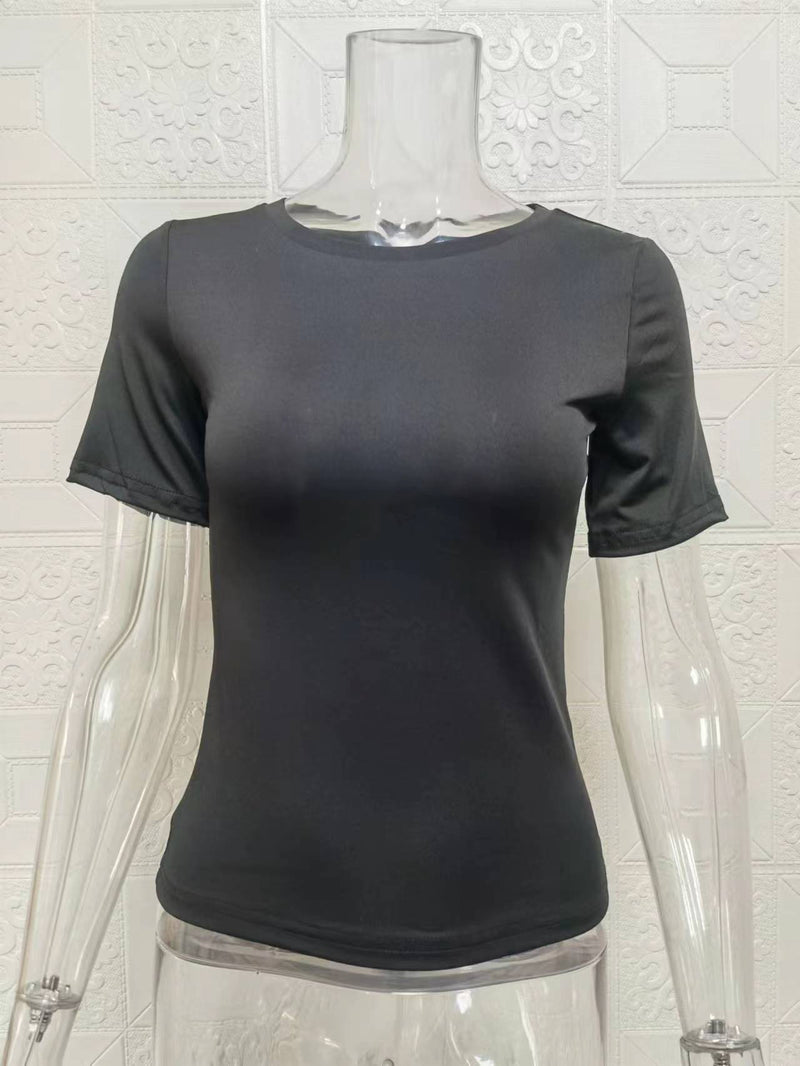 Solid Color Slim Short Sleeve T Shirt GYSM W0541