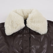 Fur Collar Zipper Leather Jacket GPKJ MR51470