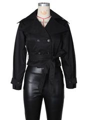 Double breasted Lapel Tie Up Coat ZSD 0776