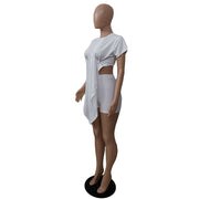 Solid Irregular Top Shorts Two Piece Sets GCNF 0111