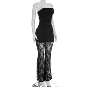 Solid Color Lace Patchwork Split Jumpsuit MXBF D26JP093