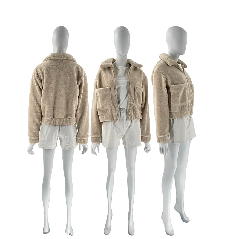 Solid Color Lambswool Zipper Jacket SSNF 2021857