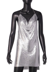 Backless Sequin V Neck Halterneck Mini Dress GZYY 2669
