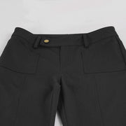 Low Waist Metal Buckle Flare Pants GPKJ MR49498