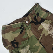 Plus Size Camouflage Print Tassel Short GBTF 6603PL