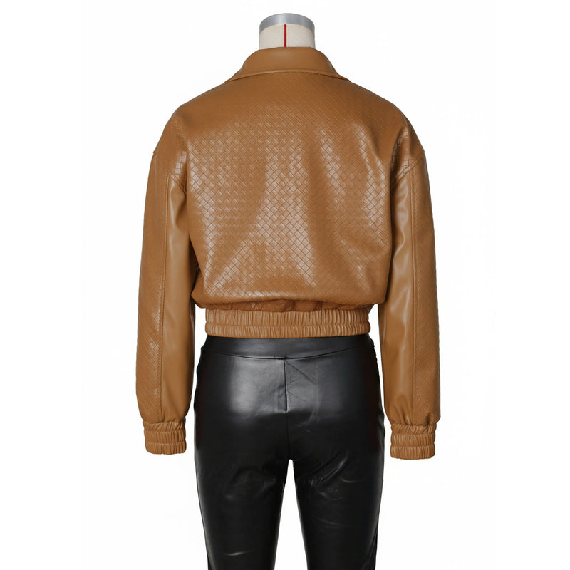 PU Leather Loose Zipper Jackets ZSD 0774