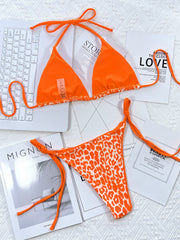 Leopard Print Tie Up Bikinis 2 Piece Set CSYZ C80W