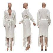 Solid Color Tassel Sweater Coats TR 1220