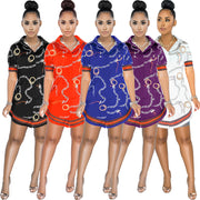 Plus Size Fashion Slim Print Short Sleeve Shirt LS 0341