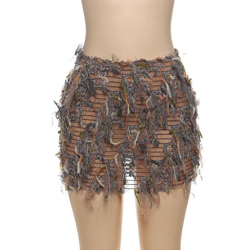 Stripe Tassel Slim Mini Skirts GZJQ K24J49458