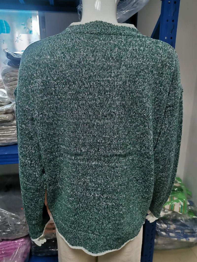 Plus Size V Neck Knits Long Sleeve Sweater GBLH 1910