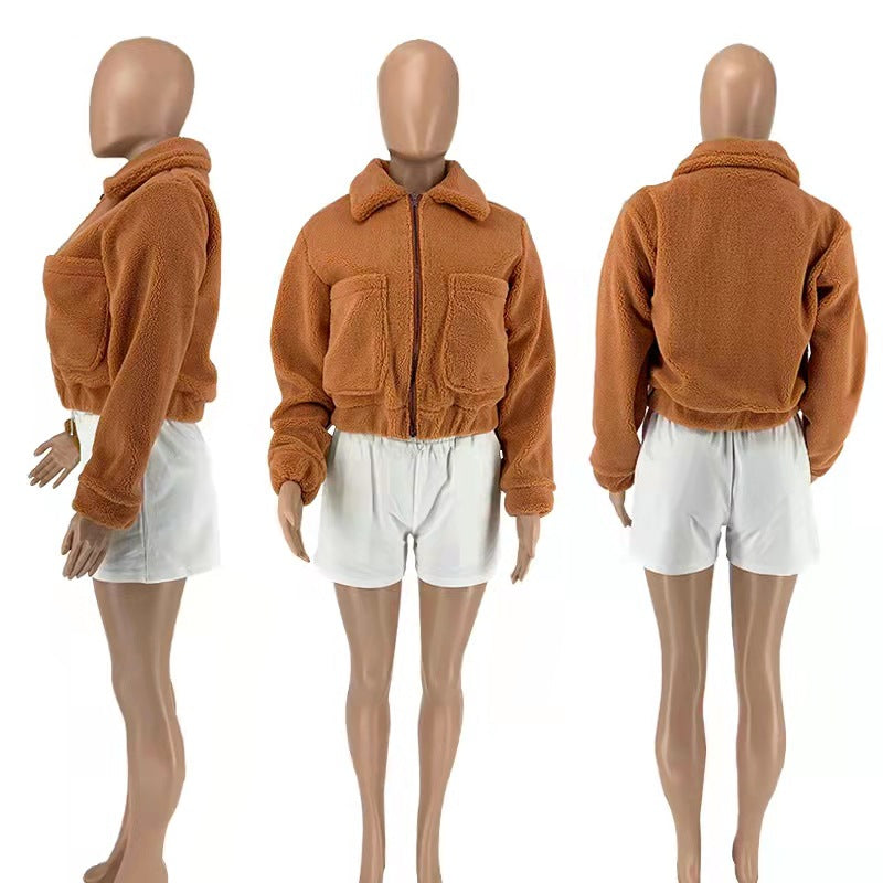 Solid Color Lambswool Zipper Jacket SSNF 2021857