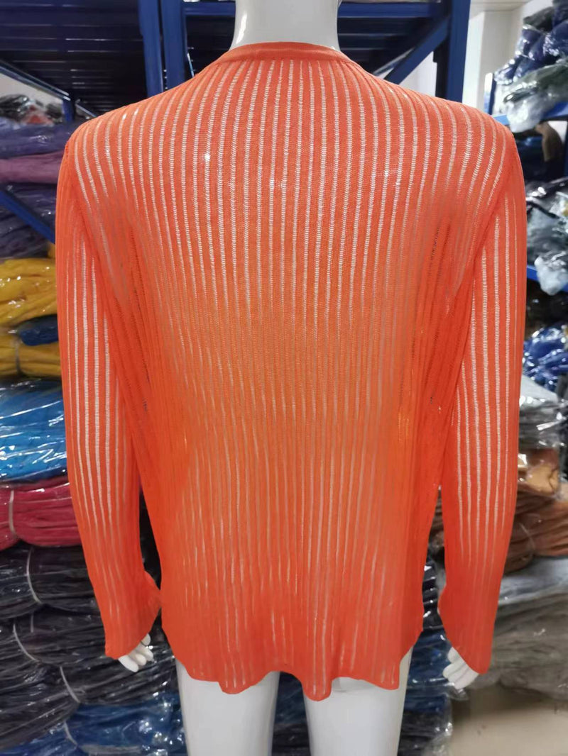 Long Sleeve Round Neck Thin Knit Top GBLH 9853