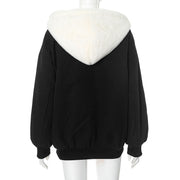 Solid Color Hooded Zipper Plush Jacket GSZM ZTP1449