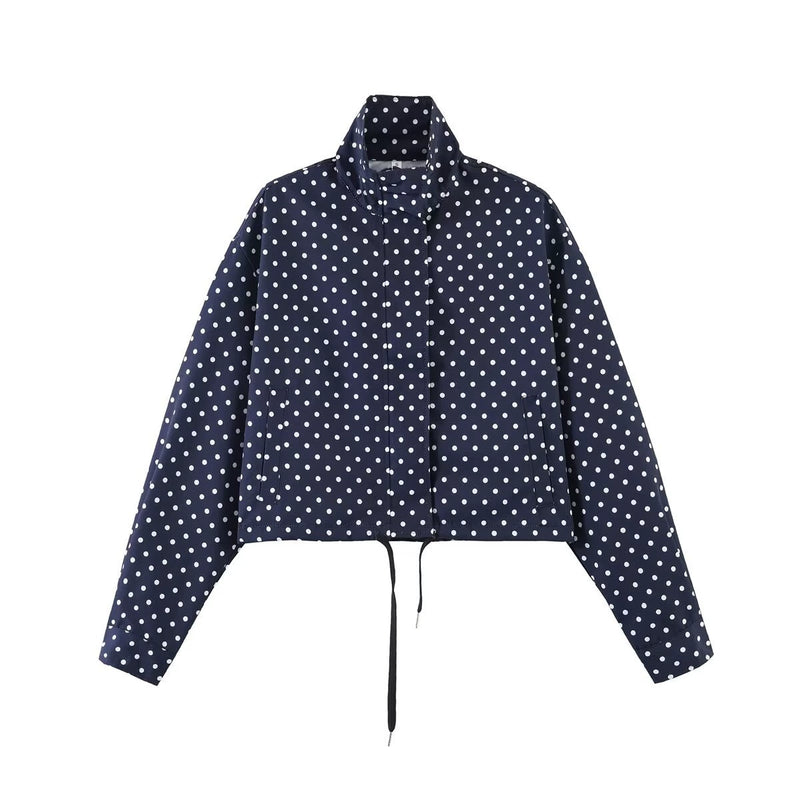 Polka Dot Print Long Sleeve Zipper Coats GYZS BB058