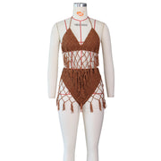 Sexy Crochet Tassel Hollow Bikini Two Piece Sets ZSD Z0105