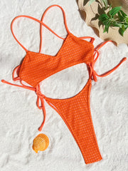 Solid Color Backless Bandage One Piece Swiimsuit CASF 6595