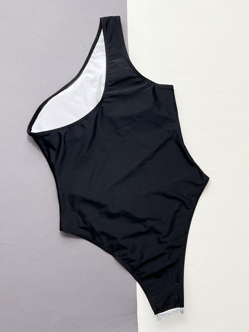 Mesh Splice One Piece Swimsuit CSYZ D99WY