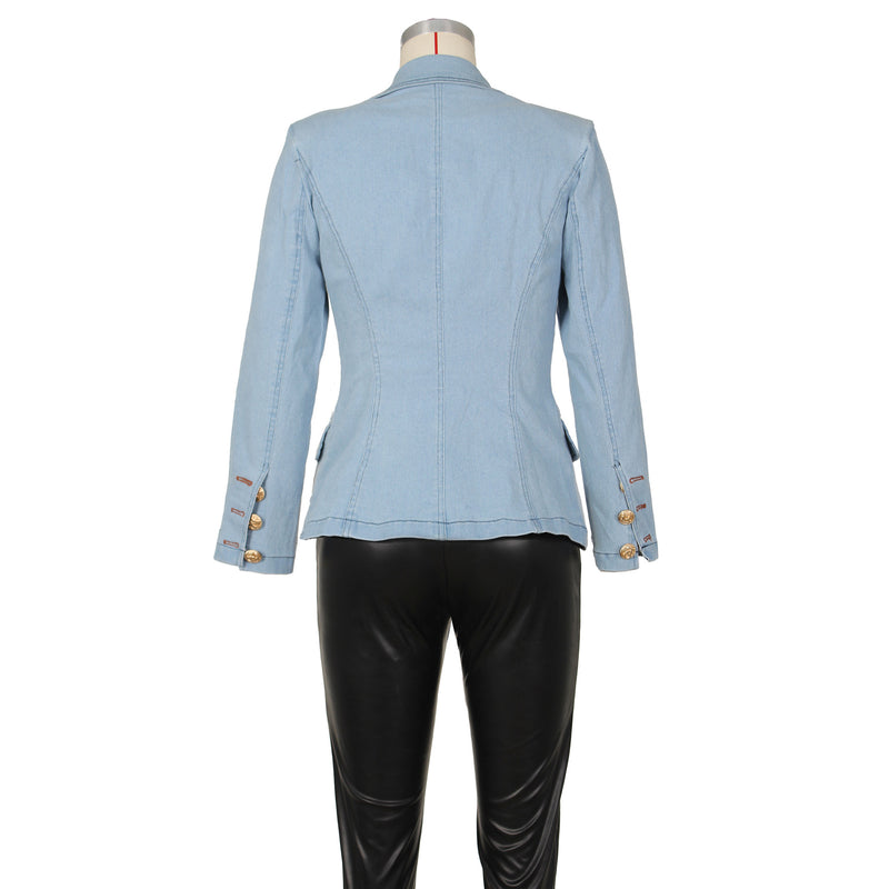 Fashion Double Breasted Denim Jacket Coats ZSD 0614