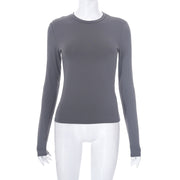 Solid Long Sleeve O Neck T Shirt GSZM M22TP636