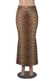 Leopard Print Half length Fishtail Skirt GXYF H0409