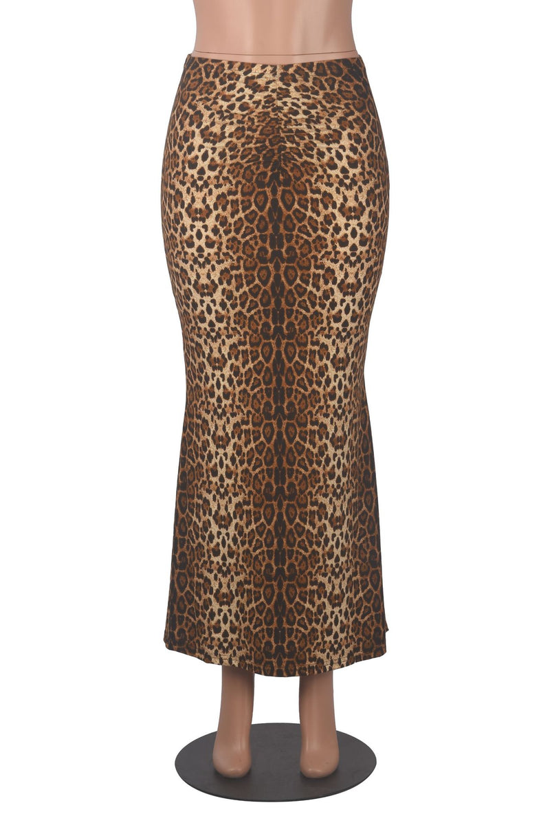 Leopard Print Half length Fishtail Skirt GXYF H0409