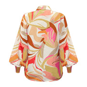 Printed Single Breasted Lantern Long Sleeve Shirt GOSD 10110