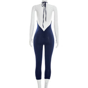 Halterneck Solid Color Backless Seventh Jumpsuit MXBF J26JP050