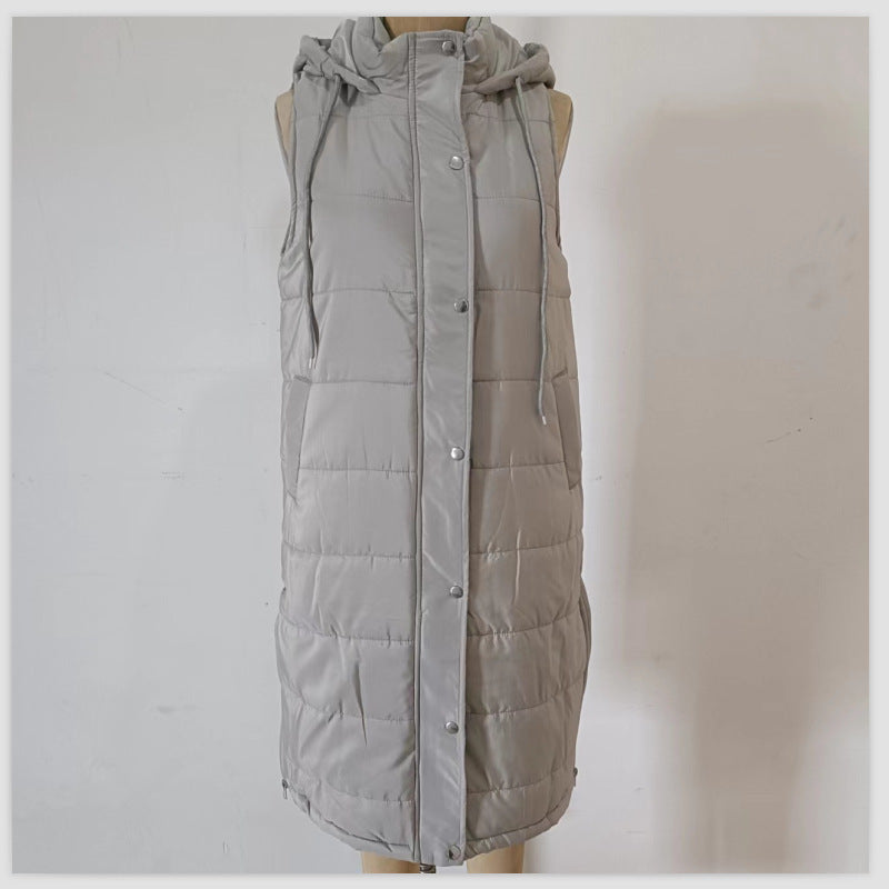 Plus Size Solid Hooded Single Breasted Cotton