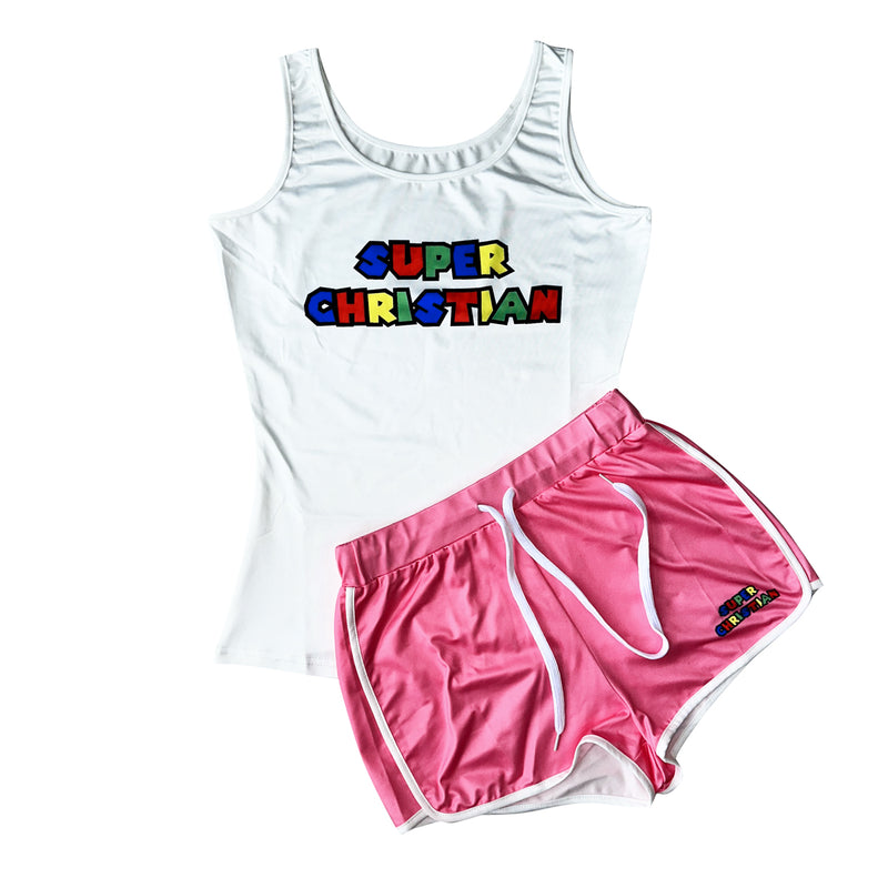 Casual Sports Print Tank Top And Shorts Two Piece Set SHD 9415