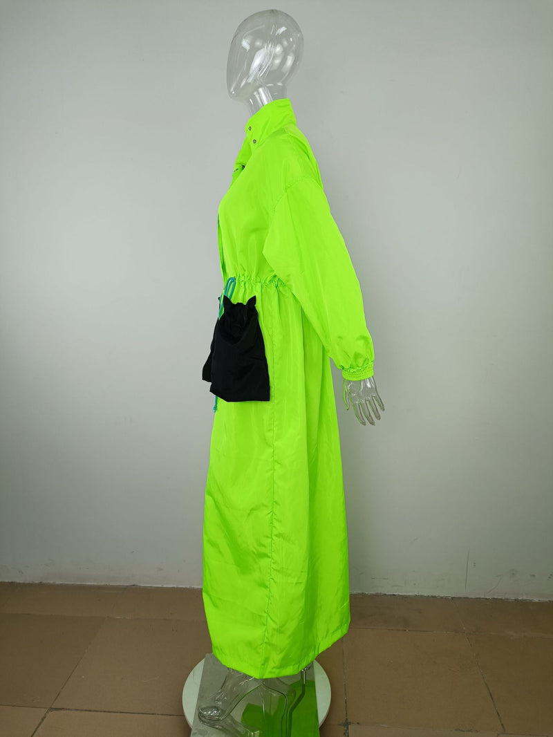 Long Sleeve Stand Collar Long Trench Coat MUE 3453