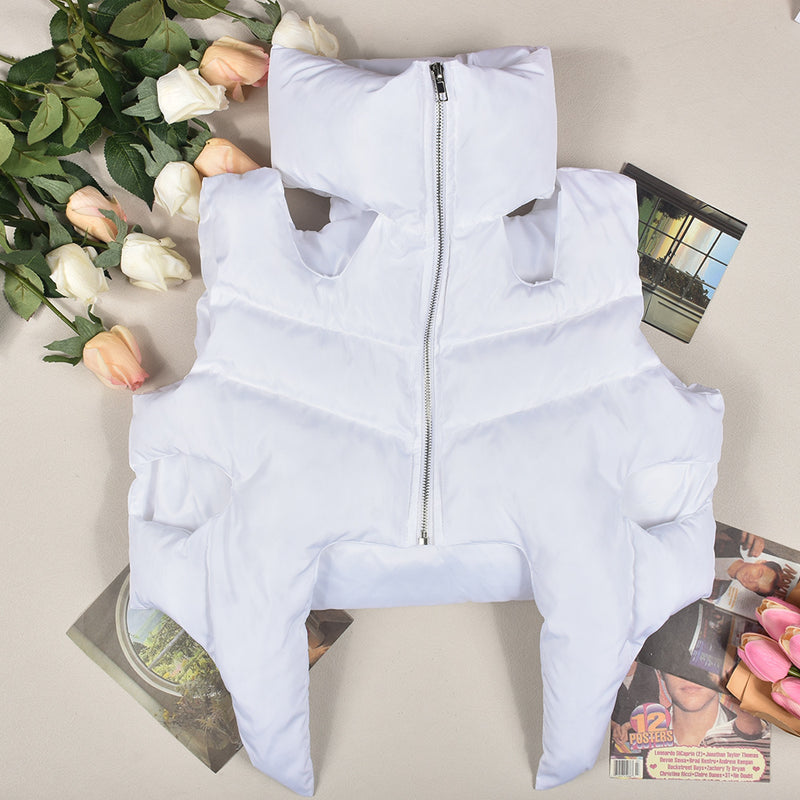 Zipper Sleeveless Cotton Filled Short Jacket GNZD 9511TD