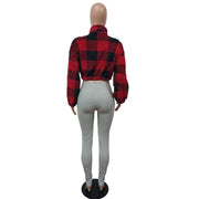 Plush Plaid Fashion Long Sleeve Jacket MEM 88515