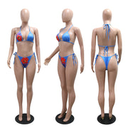 Sexy Print Bikinis 3pcs Swimsuit CYA 901835