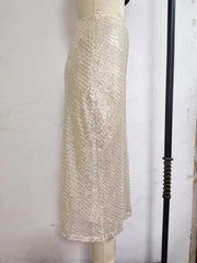 Solid Color Sequin Half Body Skirt GYOM 8886