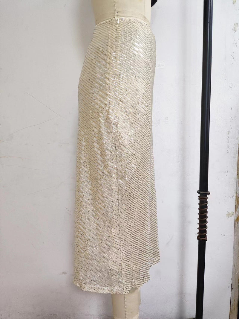 Solid Color Sequin Half Body Skirt GYOM 8886