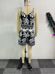 Print Tie Up Loose Romper NY 10869