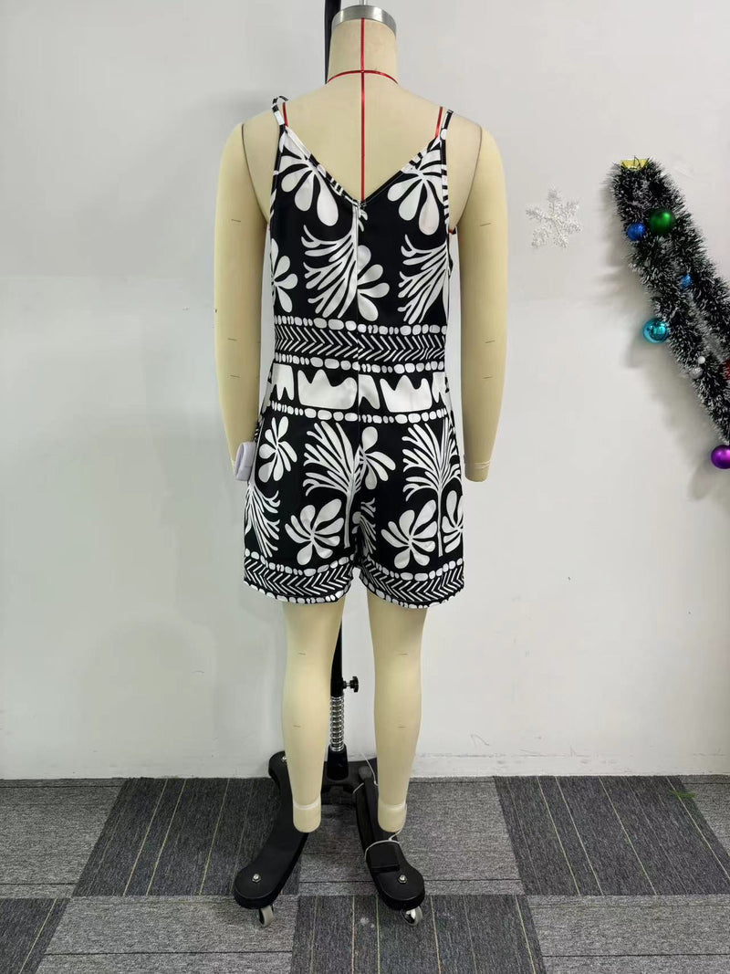 Print Tie Up Loose Romper NY 10869