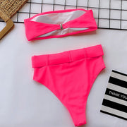 Tube Top High Waist Printed Swimsuit Two Piece Set CSYZ WB10