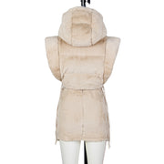 Hooded Short Tie Up Warm Vest Coat ZSD 0625