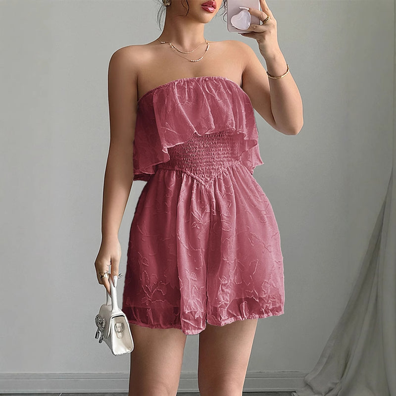 Solid Color Wrap Chest Slim Romper GZEY D2326004
