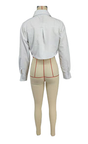 Solid Color Long Sleeve Shirt XHXF 969