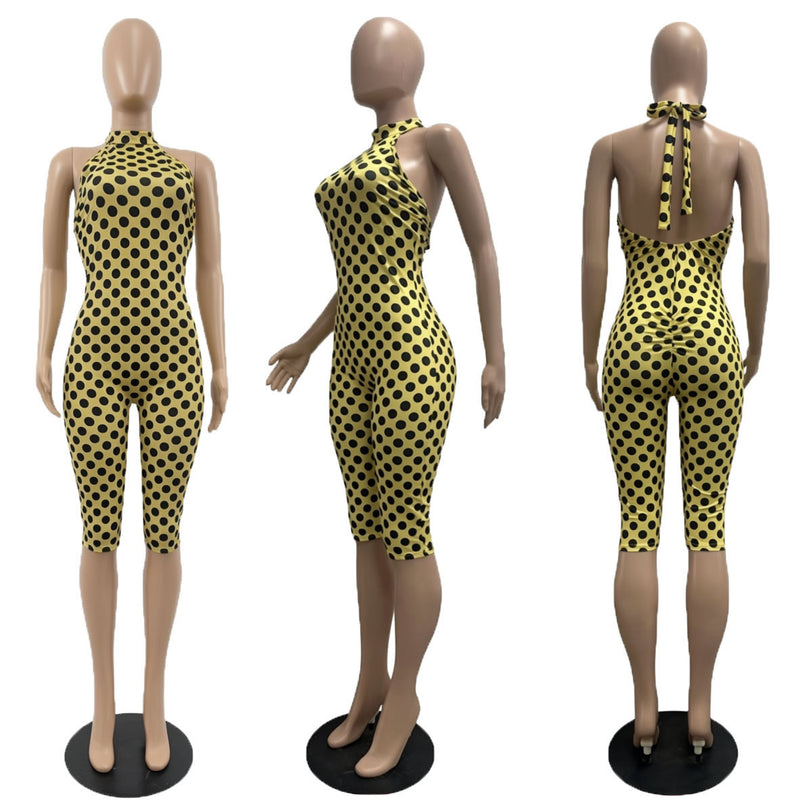 Polka Dots Print Backless Jumpsuit CM 60313